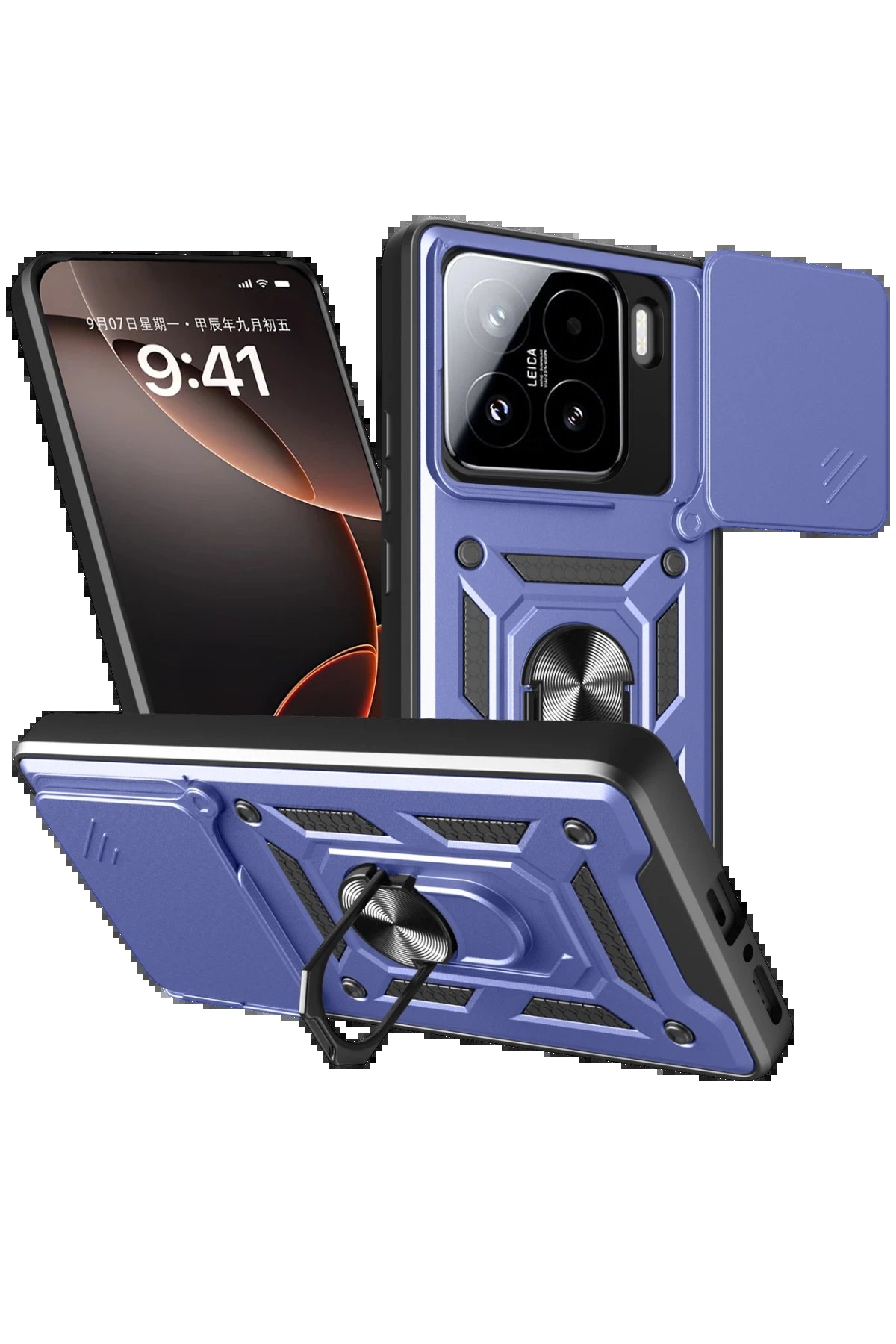 Newface Xiaomi Mi 15 Kılıf Pars Lens Yüzüklü Silikon - Lacivert