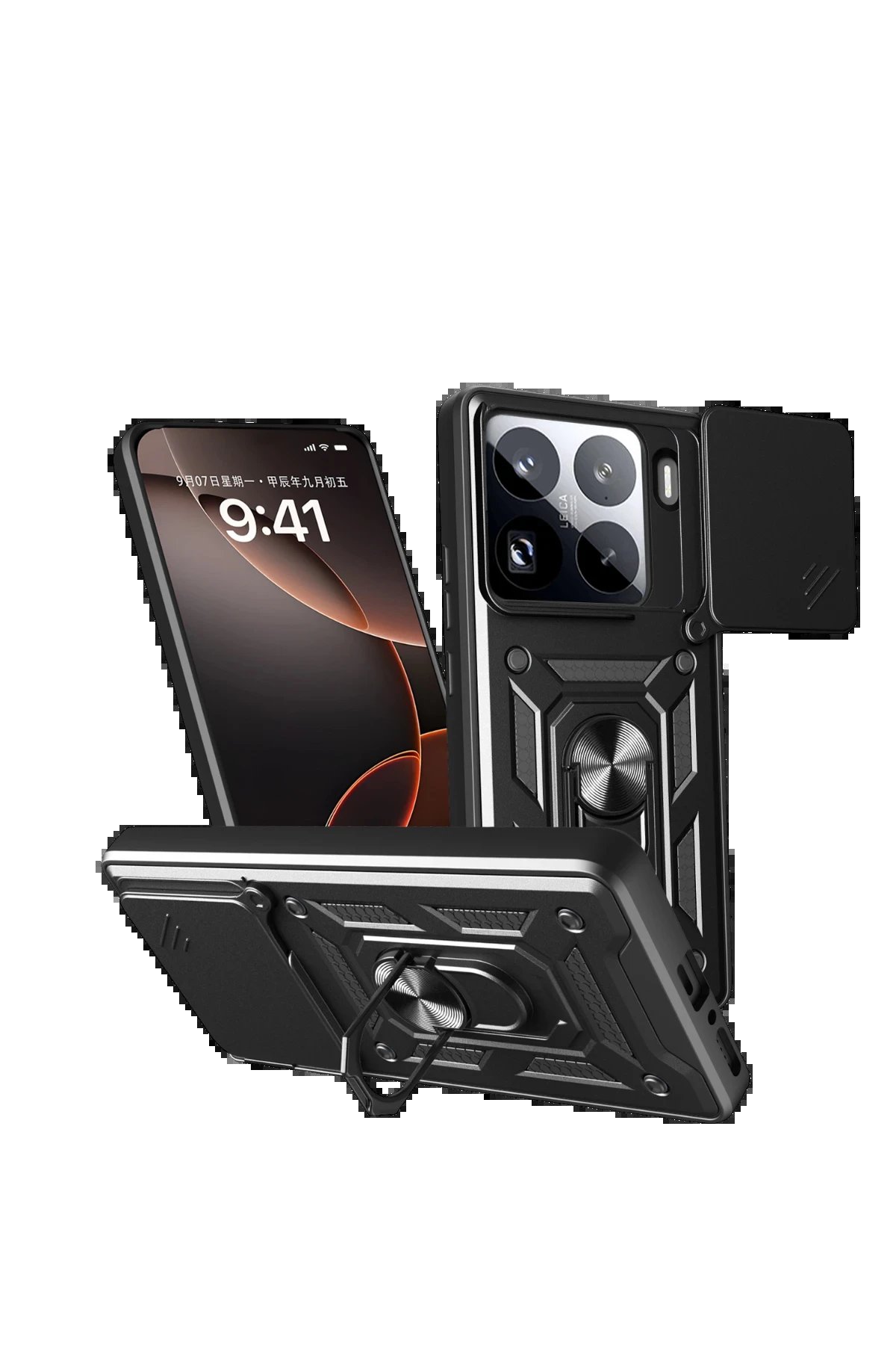 Newface Xiaomi Mi 15 Pro Kılıf Pars Lens Yüzüklü Silikon - Siyah