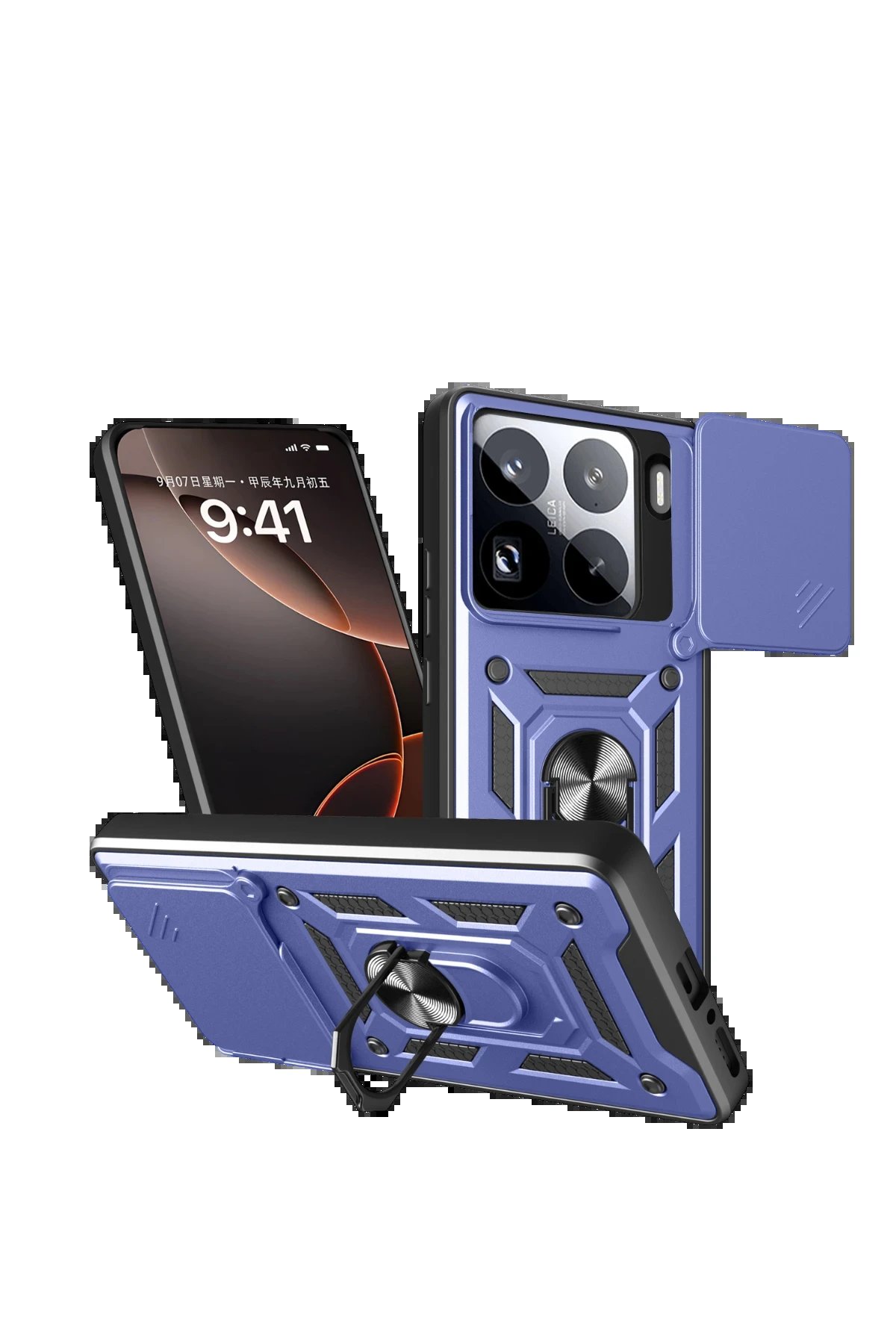 Newface Xiaomi Mi 15 Pro Kılıf Pars Lens Yüzüklü Silikon - Lacivert