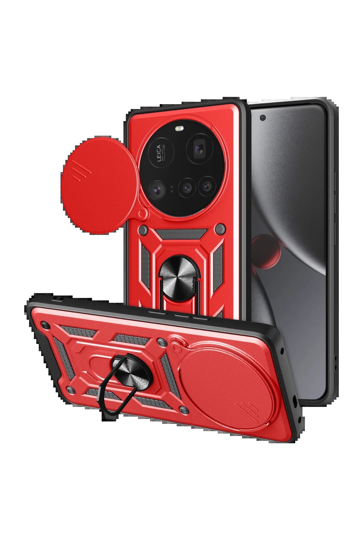 Newface Xiaomi Mi 15 Ultra Kılıf Pars Lens Yüzüklü Silikon - Kırmızı