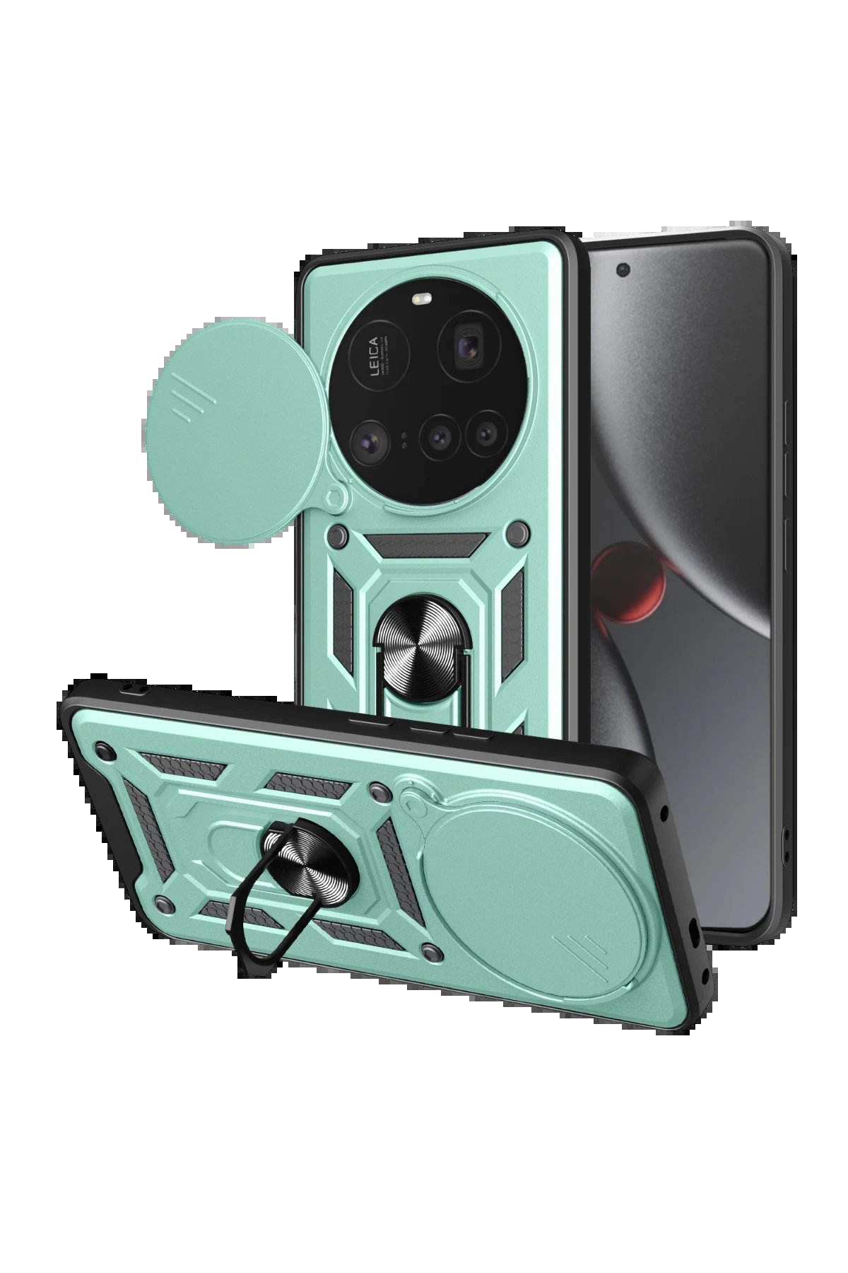 Newface Xiaomi Mi 15 Ultra Kılıf Pars Lens Yüzüklü Silikon - Yeşil