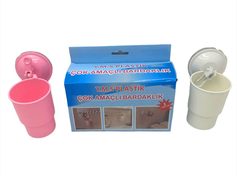 VANTUZLU PLASTİK 2 PARÇA  ÇOK AMAÇLI BARDAKLIK