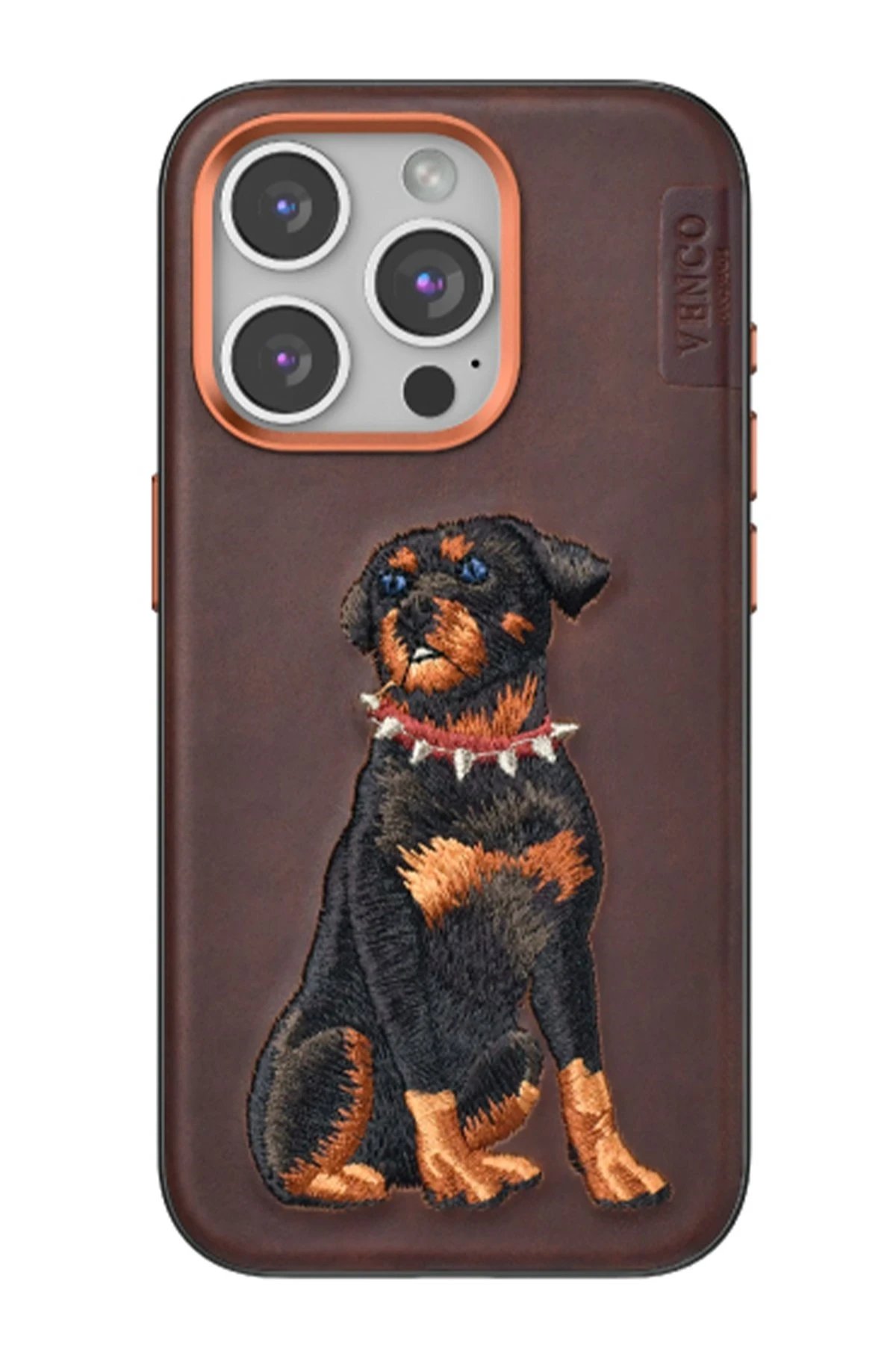 Venco iPhone 14 Pro Max Perma Desenli Kapak - Koyu Kahve