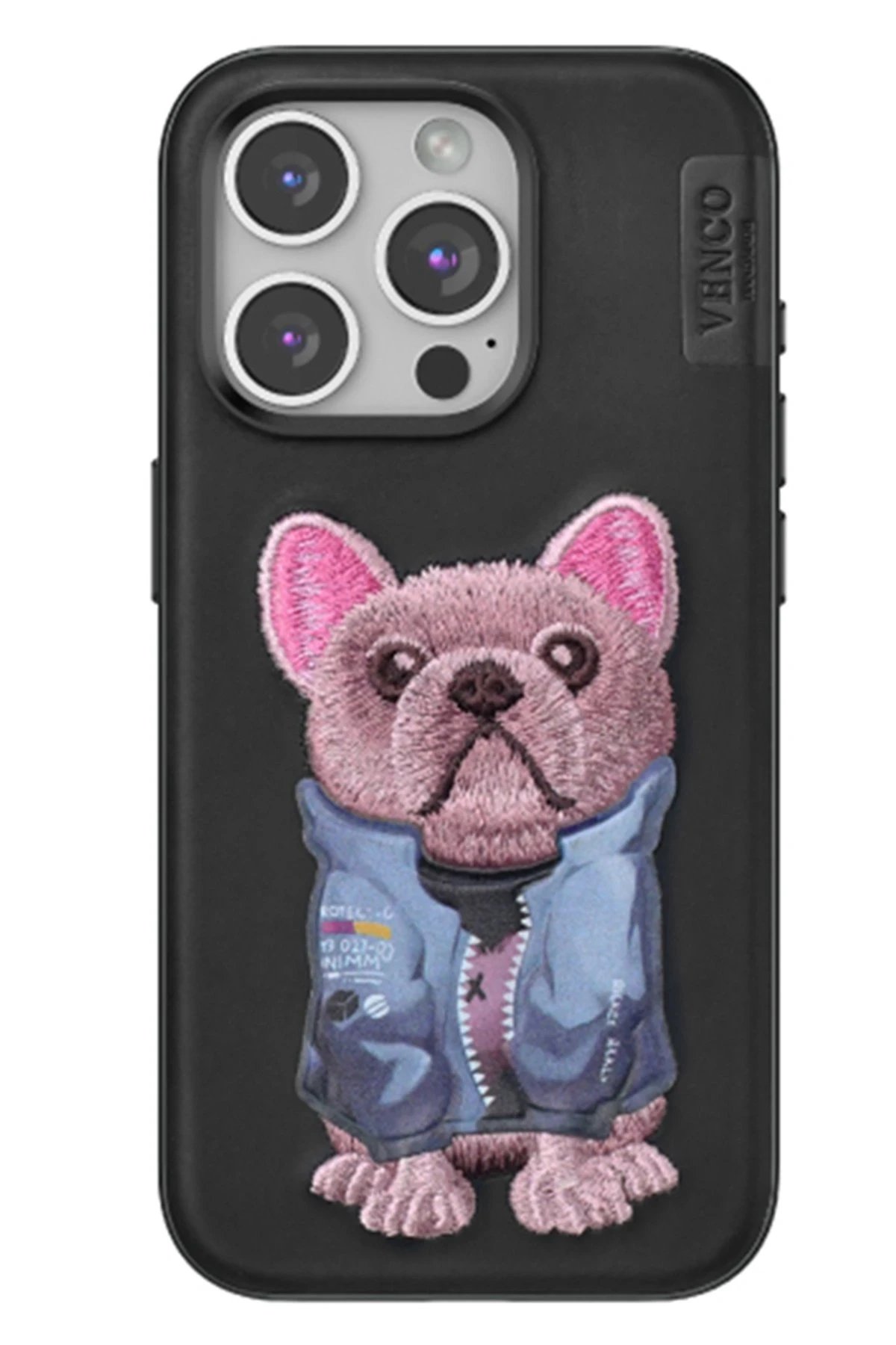 Venco iPhone 15 Pro Cute Desenli Kapak - Siyah