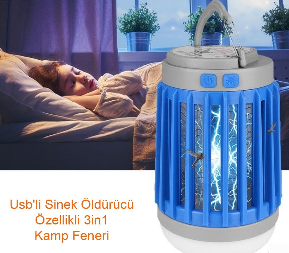 W851-1 Usb'li Sinek Öldürücü Özellikli 3in1 Kamp Feneri