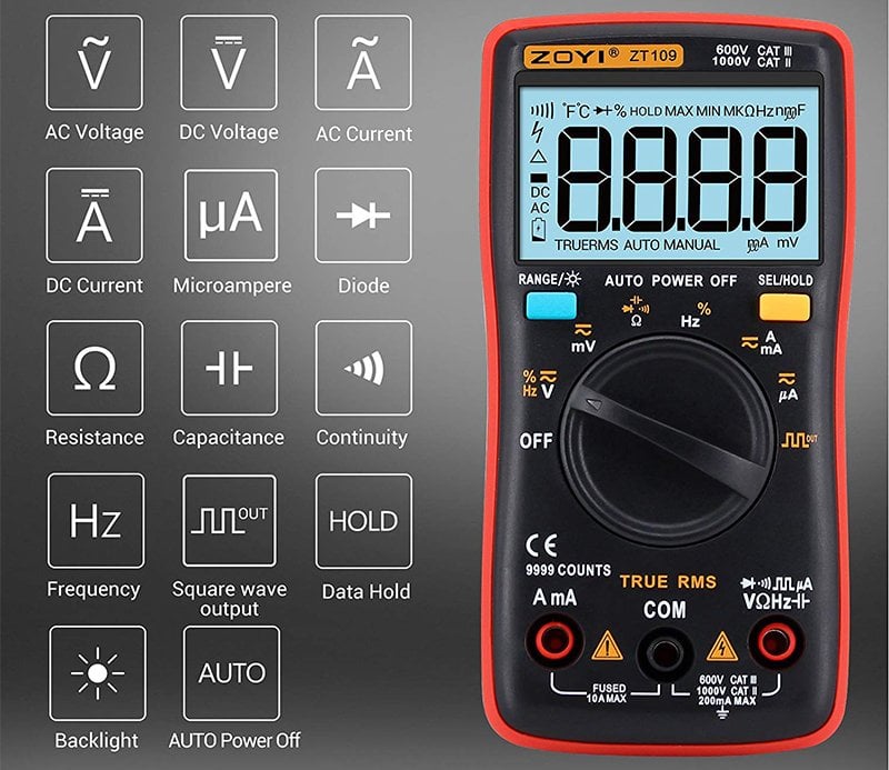 Zoyi ZT-109 True RMS Dijital Multimetre Ölçü Aleti 