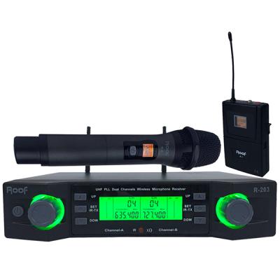 1 EL + 1 YAKA 2 KANAL UHF TELSİZ MİKROFONU R-203