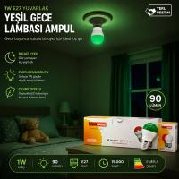 10 ADET 1W E27 YEŞiL YUVARLAK GECE LAMBASI LED AMPUL EAMP-075