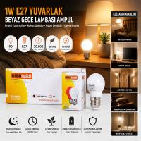 10 ADET 1W E27 BEYAZ YUVARLAK GECE LAMBASI LED AMPUL