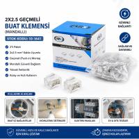 100 ADET 2Lİ 2X2.5 KABLO GEÇMELİ MANDALLI BUAT KLEMENSİ