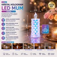 12 ADET LED CANDLE KAMP KÜÇÜK BOY= ÇAP:5CM - Y: 9CM PİLLİ LED MUM MİKA KRİSTAL PLASTİK YAKUT-13635