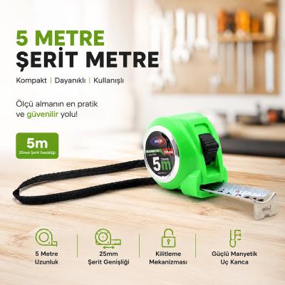 12 ADET MEASURING TAPE 5MTX25MM ŞERİT METRE