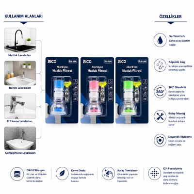12 ADET MUSLUK UCU FİLTRESİ 2 KATMANLI - TAŞLI - PERVANELİ 360° 16-19MM TÜM MUSLUKLARA