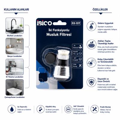 12 ADET MUSLUK UCU FİLTRESİ 2 FONKSİYONLU 360° DERECE DÖNEBİLEN BAŞLIK 16-19MM CAŞLIK ÇAPI