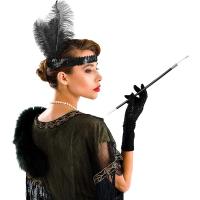 1920'ler Gatsby Aksesuar Seti – Siyah Charleston Saç Bandı &amp; Sigaralık