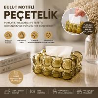 19X13X9CM KAHVERENGİ ŞEFFAF YAYLI MASAÜSTÜ BUBBLE DEKORATİF BULUT PEÇETELİK