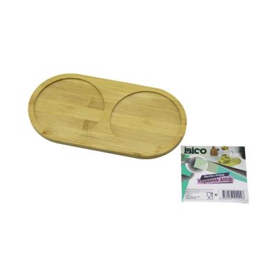2 BÖLMELİ OVAL AHŞAP BAMBU YAĞDANLIK ALTLIK MİNİ TEPSİ 12 X 23.4 X 0.8CM