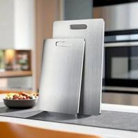 2 Boy Paslanmaz Çelik Leke Tutmaz,Kırılmaz,Antibakteriyel,Elde ve Bulaşık Makinesinde Yıkanabilen Meyve,Sebze,Et,Tavuk Kesim Panosu