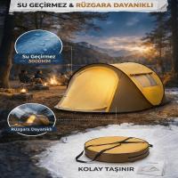 2 Kişilik Vagon Tipi Yarı Otomatik Kamp Çadırı – Çift Kapılı, Çift Pencereli, Hafif Taşınabilir Outdoor Doğa Çadırı 220x120x90 cm