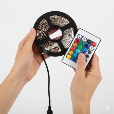 2 Metre Kumandalı USB LED Şerit Işık ? Renk Ayarlı Dekoratif Ortam ve Ambiyans Aydınlatması