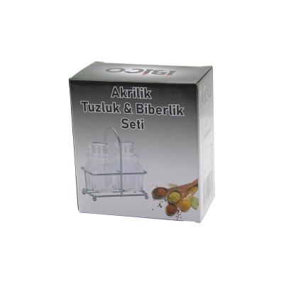 2 PCS ŞEFFAF KAPAK AKRİLİK TUZLUK - BİBERLİK - BAHARATLIK METAL STANDLI KARE - BOMBELİ