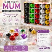 20PCS SUDA YÜZEN MUM BEYAZ - RENKLİ