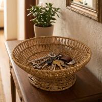 28 cm Plastik Rattan Servis Çanağı – Doğal Hasır Görünümlü Dekoratif Meyve, Ekmek ve Sunum Kasesi