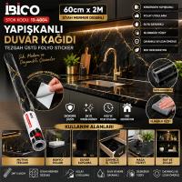 2MT X 60CM SİYAH MERMER DESENLİ TEZGAH ÜSTÜ FOLYO STİCKER - DUVAR KAĞIT KENDİNDEN YAPIŞKANLI - EKO DEKORASYON - DAYANIKLI
