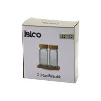 2PCS BAMBU KAPAKLI CAM TUZLUK - BİBERLİK - BAHARATLIK 120ML