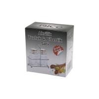 2PCS KROM KAPAK AKRİLİK TUZLUK - BİBERLİK - BAHARATLIK METAL STANDLI KARE - KÖŞELİ