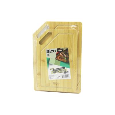 2PCS SETKIRIK KENARLI - OVAL DELİKLİ AHŞAP BAMBU KESİM PANOSU - KESME TAHTASI 18X28X1CM--22X32X1CM