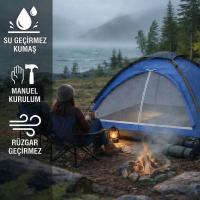 3 Kişilik Manuel Kamp Çadırı – Düz Kapılı Outdoor Aile, Doğa, Piknik ve Kamp Çadırı 200x150x110 cm