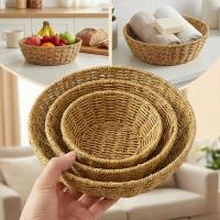 3’lü Plastik Rattan Çanak Seti – Hasır Görünümlü İç İçe Geçebilen Sunum ve Düzenleme Kaseleri, Mutfak &amp; Masaüstü Çok Amaçlı Organizer