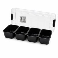 35X7CM ŞEFFAF KUTU - SİYAH BÖLME DİKDÖRTGEN BÖLMELİ SAKLAMA KAB