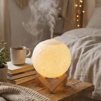 3D Ay Tasarımlı Su Yenilemeli USB Hava Nemlendiricisi – Dokunmatik, 3 Renk Işık Modlu (Gün Işığı / Beyaz / Sarı Işık) Gece Lambası