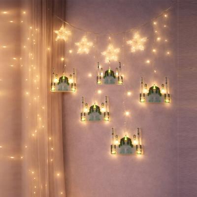 3MT FİŞLİ - EKLEMELİ RAMAZAN DEKOR LAMBA - PERDE LED YEŞİL CAMİ - YILDIZ