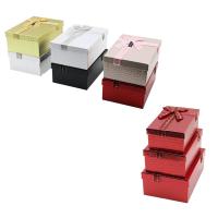 3PCS D.DÖRTGEN PARLAK MİX RENKLİ - KABARTMA DESEN KARTON HEDİYE KUTUSU KURDELALI 22.5X15.5-20.5X13.5-18.5X11.5CM