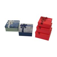 3PCS KARE ÇİZGİLİ MİX RENKLİ KARTON HEDİYE KUTUSU KURDELALI 19-17-15CM