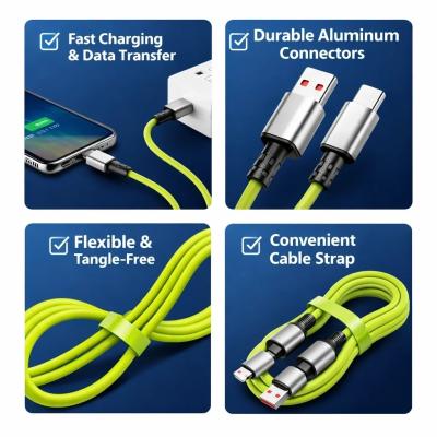 4-in-1 240W PD Hızlı Şarj Kablosu – Type-C Lightning Destekli PL-8632