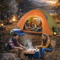4 Kişilik Yarı Otomatik Kamp Çadırı – Suya Dayanıklı, Hızlı Kurulumlu Outdoor Aile Çadırı, Doğa, Kamp ve Piknik 200x200x135 cm