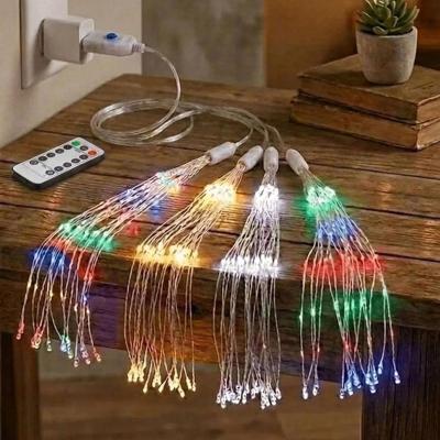 4’lü Açılır LED Işık Seti – 8 Farklı Işık Modlu, Kumandalı, USB Kablolu Renkli Dekoratif Fiber LED Lamba