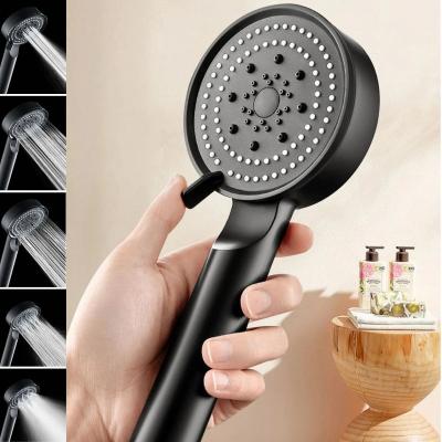 5 Fonksiyonlu Yüksek Basınçlı Ayarlanabilir Siyah Duş Başlığı