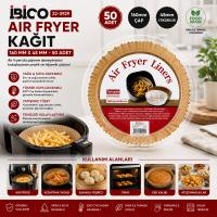 50PCS YUVARLAK TABAN: 16CM - KENAR: 4.5CM AİR FRYER PİŞİRME KALIP KAĞIT