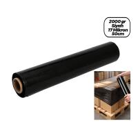 6 ADET BRÜT: 2000GR = NET STREÇ: 1500GR SİYAH KOLİ - PALET STREÇ FİLM 17 MİKRON 50CM