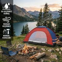 6 Kişilik Manuel Kurulum Kamp Çadırı – Aile, Doğa, Piknik ve Outdoor Kamp Çadırı 220x250x150 cm