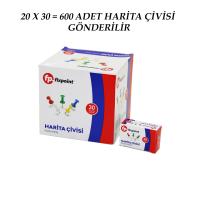 600 ADET HARİTA ÇİVİSİ RENKLİ = 20PCS X 30