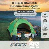 8 Kişilik Otomatik Kurulum Kamp Çadırı – Outdoor , Suya Dayanıklı Hızlı Kurulum Piknik ve Doğa İçin Geniş Aile Çadırı 250x250x165 cm