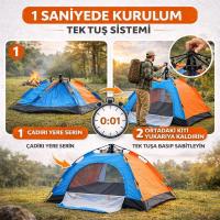 8 Kişilik Otomatik Kurulum Kamp Çadırı – Outdoor , Suya Dayanıklı Hızlı Kurulum Piknik ve Doğa İçin Geniş Aile Çadırı 250x250x165 cm