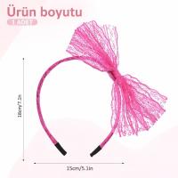 80’ler 90’lar Neon Pembe Dantel Taç Fiyonklu