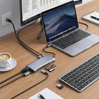 8in1 Type-C Çoklayıcı Hub HDMI 4K USB 3.0 SD TF Kart RJ45 Ethernet Dönüştürücü Adaptör